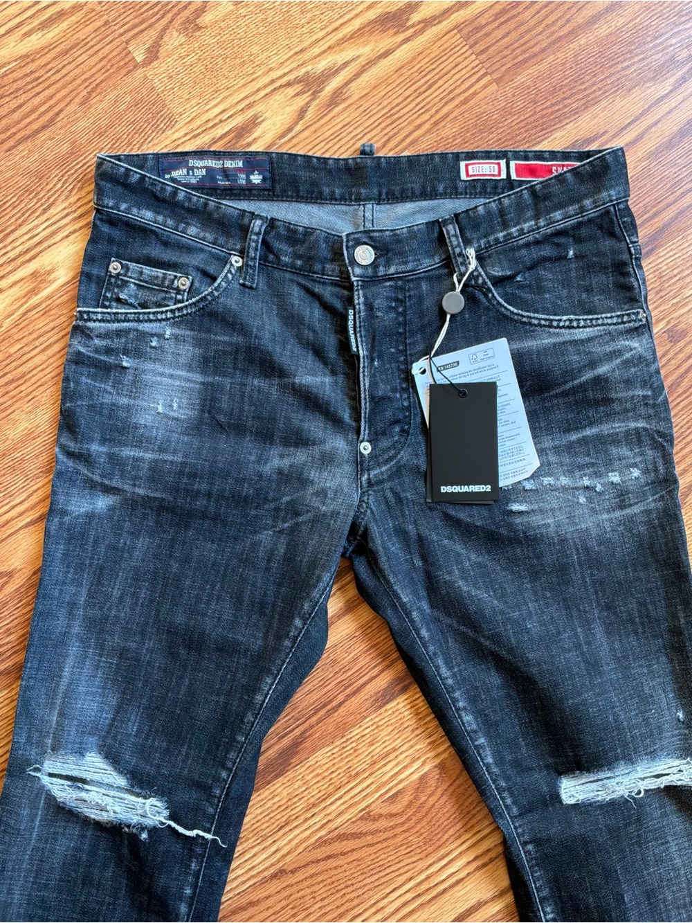 DSQUARED2 Men’s Black Washed Slim Distressed Jeans